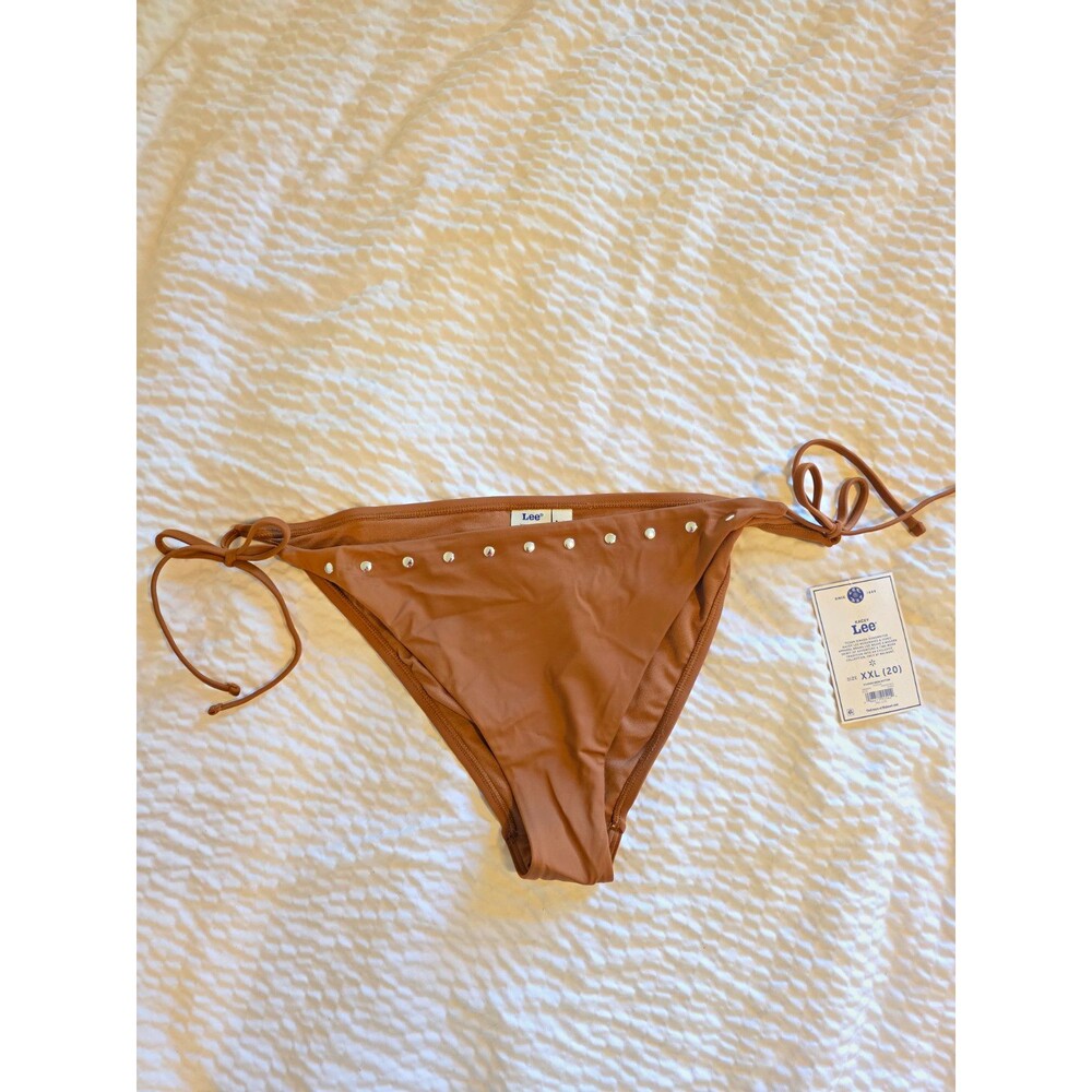 Lee Kacey Musgraves Women's Brown Solid Studded Tie-Side Bikini Bottom, 2XL NWT